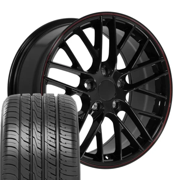 OE Wheels CV08 18x8 5 5x120 65 Gloss Black Redline Wheels 245 40 18 Ironman iMove GEN 3 Tires SET