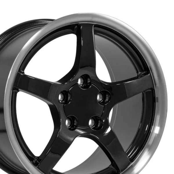OE Wheels CV05 17x9 5 5x120 65 54et Gloss Black Machined Lip Wheel SET