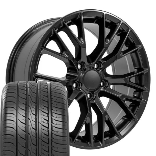 OE Wheels CV22 18x8 5 5x120 65 Satin Black Wheels 245 40 18 Ironman iMove GEN 3 Tires SET