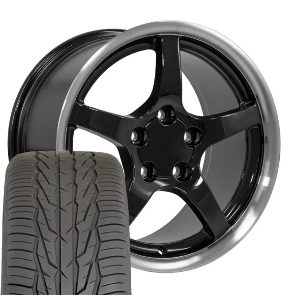 OE Wheels CV05 17x9 5 5x120 65 Gloss Black Machined Lip Wheels 275 40 17 Toyo Extensa HP II Tires SET