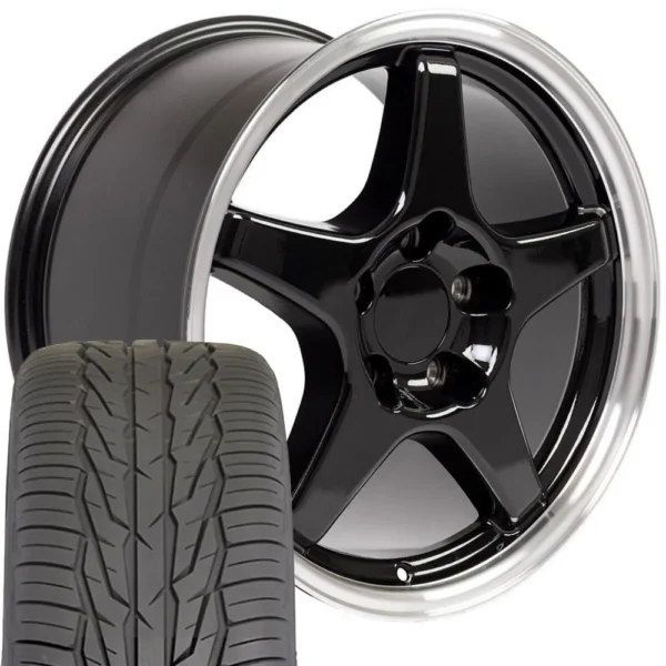 OE Wheels CV01 17x9 5 5x120 65 Gloss Black Machined Lip Wheels 275 40 17 Toyo Extensa HP II Tires SET