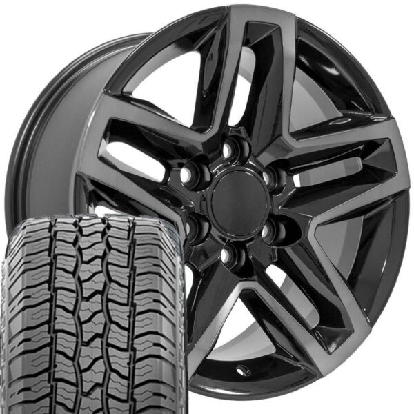 OE Wheels CV34 18x8 5 6x139 7 Gloss Black Machined with Tinted Clear Wheels 275 65 18 Ironman All Country A/T2 Tires SET