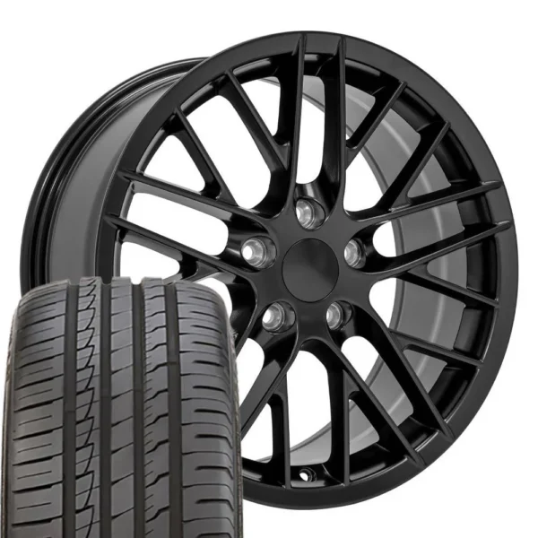 OE Wheels CV08 18x8 5 5x120 65 Satin Black Wheels 245 40 18 Ironman iMove GEN 2 Tires SET