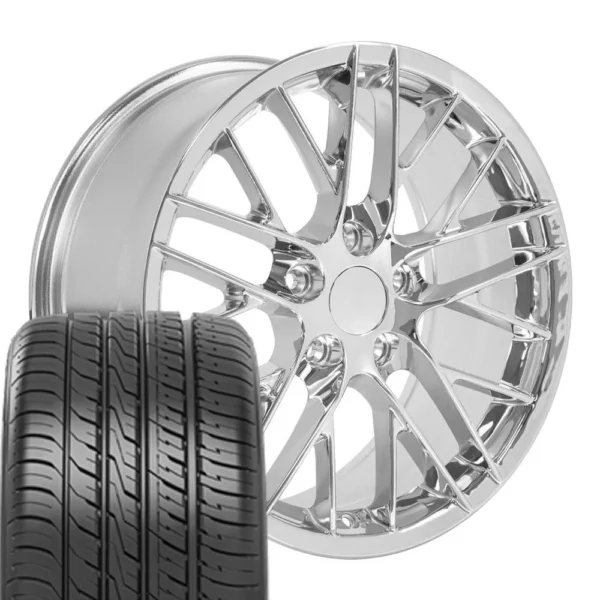 OE Wheels CV08 18x8 5 5x120 65 Chrome Wheels 245 40 18 Ironman iMove GEN 3 Tires SET