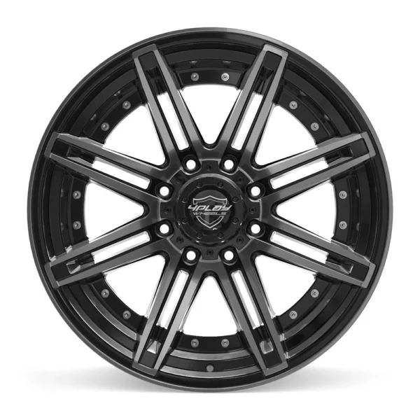 4PLAY 4P08 22x10 8x180  24et Gloss Black Brushed with Tinted Clear Wheel SET