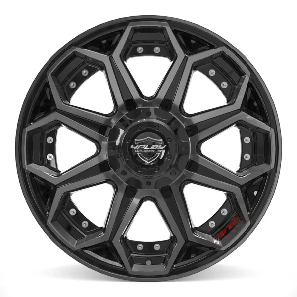 4PLAY 4P80R 20x9 6x135 + 6x139 7 0et Gloss Black Brushed with Tinted Clear Wheel SET