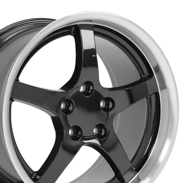 OE Wheels CV05 17x9 5 / 18x10 5 5x120 65 Gloss Black Machined Lip Staggered Wheel SET