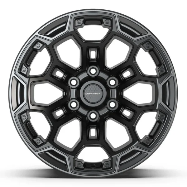 DEFIANT DF03 18x9 6x139 7  12et Satin Black with Dark Satin Charcoal 2 Tone Wheel SET