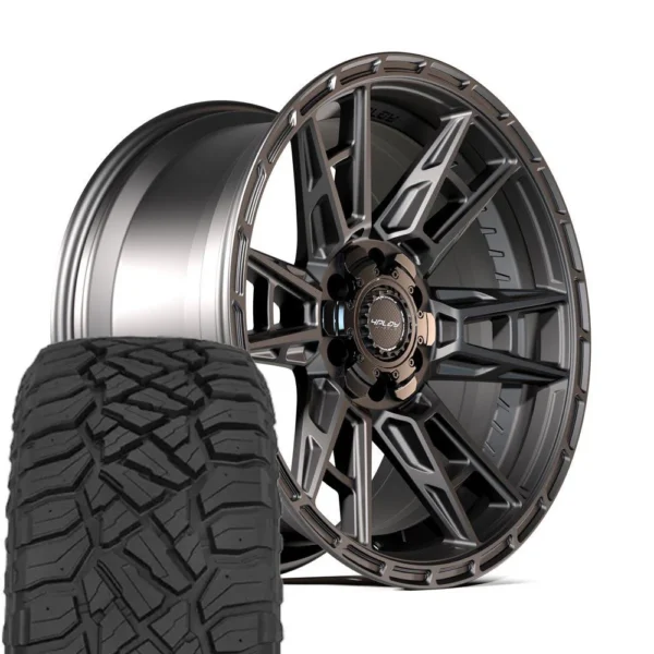 4PLAY 4PS20 17x9 6x135 + 6x139 7 Satin Black Wheels 33x12 50 17 Sailun TerraMax RT Tires SET