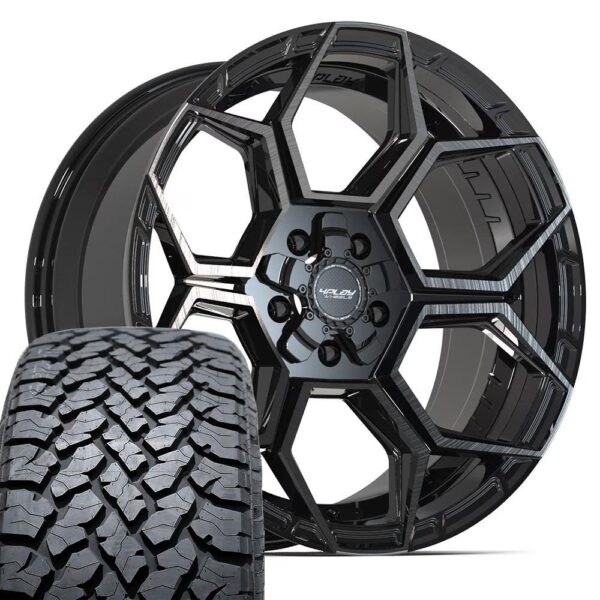 4PLAY 4PS26 20x9 5x127 + 5x139 7 Gloss Black Brushed with Tinted Clear Wheels 275 55 20 TBB TS 37 AT Tires SET