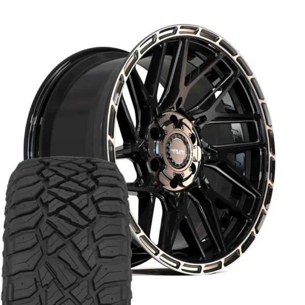 4PLAY 4PS28 20x9 6x135 + 6x139 7 Gloss Black Brushed with Tinted Clear Wheels 275 55 20 Sailun TerraMax RT Tires SET