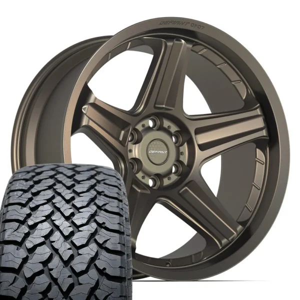 DEFIANT DF07 22x10 6x139 7 Satin Bronze Wheels 285 45 22 TBB TS 37 AT Tires SET