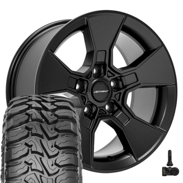 DEFIANT DF02 17x8 5 5x127 Satin Black Wheels 33X12 50 17 Nexen Roadian MTX Tires TPMS SET