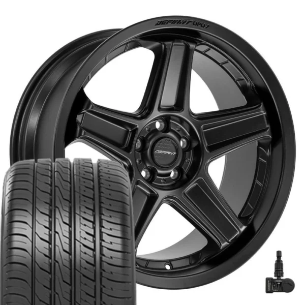 DEFIANT DF07 20x9 5 5x115 Satin Black Wheels 245 45 20 Ironman iMove GEN 3 Tires TPMS SET